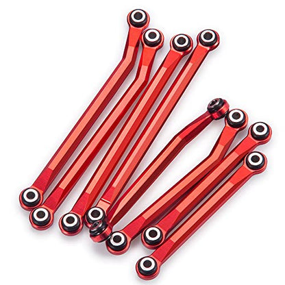 Higher Extra Clearance Links Set Linkage for TRX4M Upgrades 1/18th RC Crawler Car Parts (Red) - color: Red