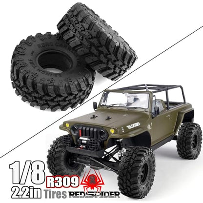 REDSPIDER 2.2'' Crawler Tires 1/10 RC Rubber Climbing Tires(4PCS) For 1:10 Scale Rock Crawler Car Axial SCX10 90047 D90 TF2 Tamiya CC01 Traxxas TRX4 2.2in Beadlock Rims (Tires)