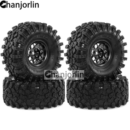 2.2 inch RC Crawler Tires and Beadlock Wheels Rims OD 5.35'' 1:10 Soft Rubber Mud All Terrain Tyres for 1/10 1/8 Rock Crawler Car Traxxas TRX4 Axial SCX10 II RC4WD CC01 Gen8 (Black) - color: Black