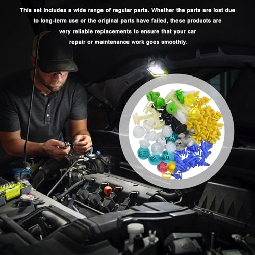 100 PCS Universal Mixed Car Clips, License Plate Fasteners Auto Door Trim Panel Grommet Nuts, Automotive Assorted Plastic Clips for Engine Bumper Fender Trim Door Panel Shield