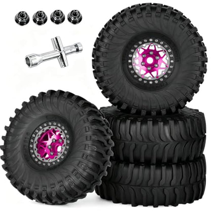 1.9 RC Wheels and Tires for 1/10 SCX10 90046 AXI03007 TRX4 TRX6 VS4-10 Gen7 Gen8 MST CFX D90.Aluminium RC Truck Tires Highway Tires 1.9" RC Wheels 1.9 Beadlock Wheel Rim RC Tires,Pink - color: Pink(1.9tires)