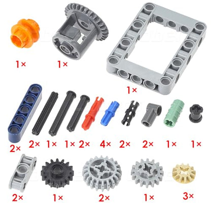30Pcs Technic-Parts Kits Differential-Gear Set Gearbox Model Kit | Includes Pins-Axles-Frames-Beams-Connectors, and MOC-Accessories.Compatible with Major Brands' Technic Pieces