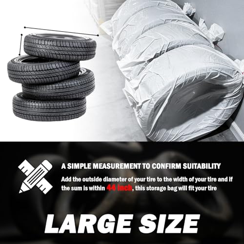 4PCS Extra Large Tire Bags for Storage,LDPE Car Tire Storage Bags Provides Dust & Waterproof Protection,Tear-Resistant Tires Covers as Wheel Storages Bag for Transportation