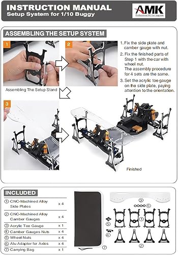 Multi-Functional 1/10 RC Car Setup System with Two Gauges, Aluminum Camber Toe Slip Angle Gauge, Suspension & Steering Adjustment Tool, Alignment Tuning Tool for 1/10 RC Buggy and On Road Cars
