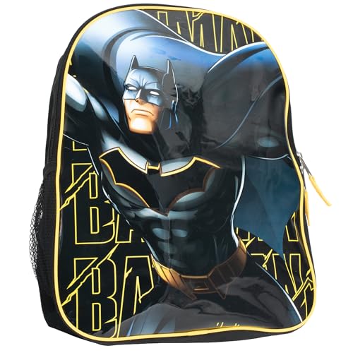 AI ACCESSORY INNOVATIONS Batman Kids Backpack, Dark Knight Superhero 15" School Bag for Boys, Black - color: Batman
