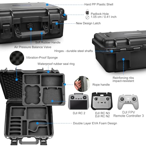 Lekufee Waterproof Hard Carrying Case for DJI Neo 1 Drone, DJI RC 2/N3/N2,Goggles 3/2/Integra(NOT for N3), RC Motion 3/2, FPV Controller 3, Accessories(Case Only)