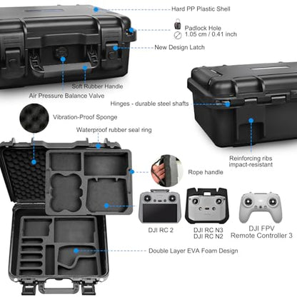 Lekufee Waterproof Hard Carrying Case for DJI Neo 1 Drone, DJI RC 2/N3/N2,Goggles 3/2/Integra(NOT for N3), RC Motion 3/2, FPV Controller 3, Accessories(Case Only)