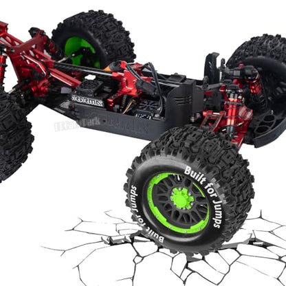 17mm Hex 1/7 1/8 1/10 RC Wheels and Tires for 1/10 Revo/Summit/T-Maxx/E-Revo,1/8 Kraton/Outcast/Fireteam/Notorious 6S,Sledge,1/7 Fireteam 6S,etc RC Monster Truck,(4Pcs) Green Black - color: Green Black - (Rc Truck Tires)