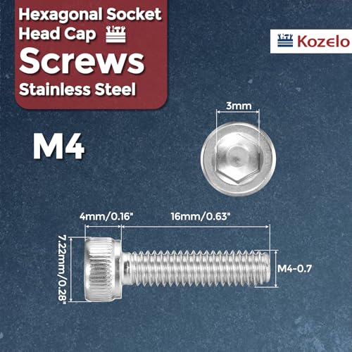 30pcs Socket Head Cap Screws - [M4-0.7 x 16mm] 304 Stainless Steel Allen Socket Drive for Electrical Motor 3D Printing Fan Engine Replacement Use, Silver - size: M4-0.7x16mm