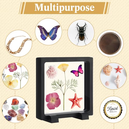 Harloon 12 Pcs 3D Floating Display Case Floating Frame Display Holder Stand Challenge Coin Jewelry Frame Box for AA Medallions Fossil Rock Gemstones Specimen(Black,4.3 x 4.3 x 0.8 Inch,Square Base) - color: Black, size: 4.3 x 4.3 x 0.8 Inch, style: Square