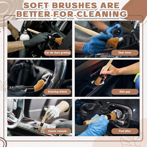 Patelai 2 Pack Parts Cleaning Brush Home and Auto Use Parts Cleaner for Cleaning Auto Engine, Small Motors, Car Detailing, Wheels, Boats, Air Vents, Machinery (Boar Bristle) - color: Boar Bristle