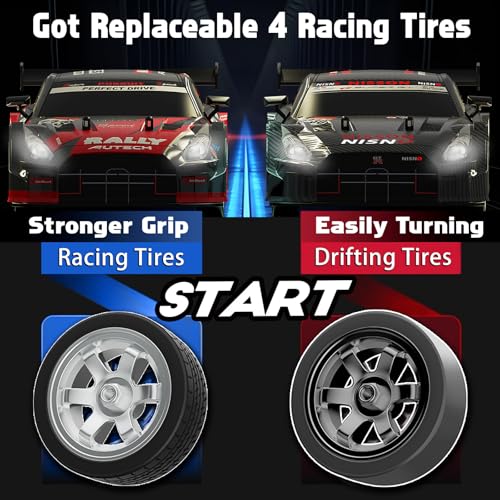 RC Drift Car, 1/16 Drifting RC Car 4WD 2.4GHz High Speed RC Cars for Adults Fast Remote Control Cars Blue Racing Vehicle with Lights Rechargeable Batteries Drifting Tire for Kids Boys - color: Blue 28