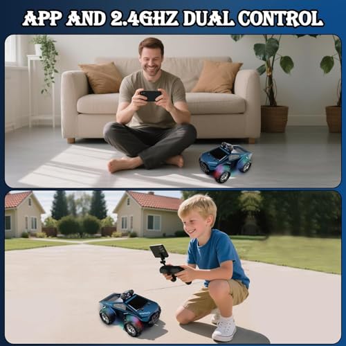 1:28 Scale FPV Monster Truck RC Cars with 720P HD Camera, 2.4GHz Remote Control Car, All-Terrain Off-Road RC Truck with Body Light, 2 Rechargeable Batteries, Toy Gift for Kids Adults Boys
