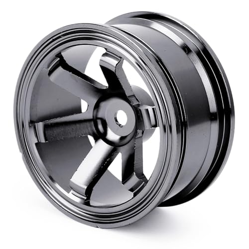 HERCHR RC Wheel Rims Set, 12mm Hex Hub Aluminum Alloy On Road Wheels Rims Metal for 1/10 Scale RC Crawler Car Touring Drift Street Tyres Wheels Accessory(Black) - color: Black