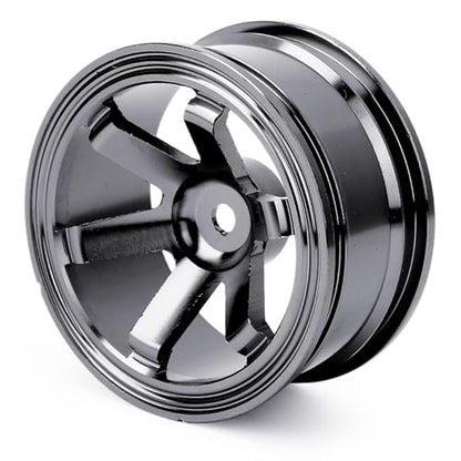 HERCHR RC Wheel Rims Set, 12mm Hex Hub Aluminum Alloy On Road Wheels Rims Metal for 1/10 Scale RC Crawler Car Touring Drift Street Tyres Wheels Accessory(Black) - color: Black