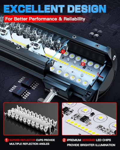 20In LED Light Bar and 4In LED Cube Pods Lights with Wiring Harness | 3Pin Rocker Switch Spot Flood Combo Beam Triple Row Off Road Driving Work Lights Bar for Je-ep Truck Pickup Tractor Golf Car - size: 20 Inch LED Light Bar + 4 Inch LED Pods (2PCS) Kit