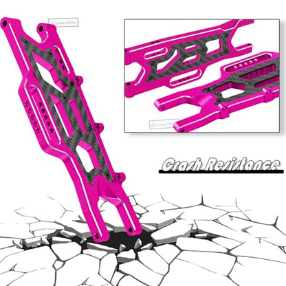 RC Alloy Suspension Arms Upgrades Part for 1/10 Outcast 4x4 4S V2 BLX,Kraton 4x4 4S V2 BLX,Front Rear A Arms Suspension Arms Hops Up,Replace ARA330711 ARA330710,Pink - color: Pink(4pcs)