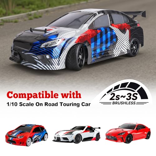 HobbyPark Glued 1/10 On-Road RC Touring Tires and Wheels Set for 1/18 Traxxas Latrax Teton 4 Tec 2.0 3.0 Tamiya TT02 TT01 Brushless (4-Pack) (Color E) - color: Color E
