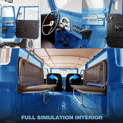 BEEZRC FMS 1/10 RC Crawler FJ40 Toyota Licensed RS 4WD 2.4G Model Rc Car Hobby 4x4 RC Rock Crawler Offroad RC Truck Remote Control Car with Transmitter for Adults (Blue) FMS11035RSBU - color: Blue
