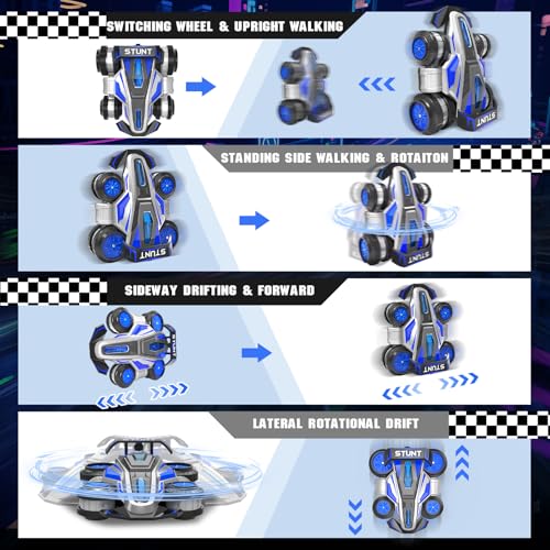 High Speed Remote Control Car Rc Drift 25KM/H, 360° Rotating 2.4 GHz 4WD RC Cars for Boys, Girls Adults, RC Stunt Car with Lights & Music Wheelie Toy Car for Kids 4-8 8-16 Christmas Birthday Gift