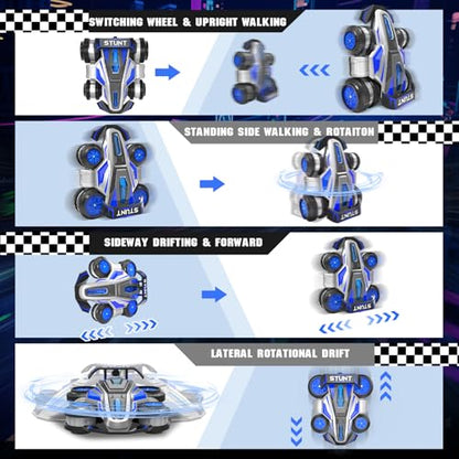 High Speed Remote Control Car Rc Drift 25KM/H, 360° Rotating 2.4 GHz 4WD RC Cars for Boys, Girls Adults, RC Stunt Car with Lights & Music Wheelie Toy Car for Kids 4-8 8-16 Christmas Birthday Gift