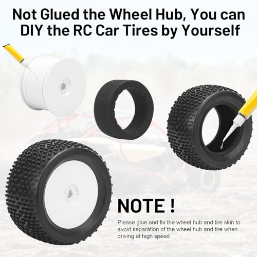 17mm Hex RC Wheel and Tires, daitoku 1/8 RC Off Road Racing Truck Tires and Wheels for Arrma Typhon 6S Talion 4WD HPI HSP Bazooka Camper Kyosho TRAXXAS - White