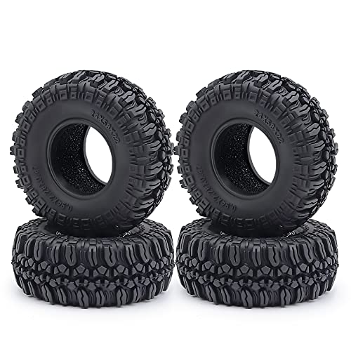 RCHUBAM 4PCS 1.0" Crawler Tires Micro Rubber Tires for 1/18 TRX4M Axial 1/24 SCX24 Deadbolt RC Crawler Car (A-58mm) - color: A-58mm
