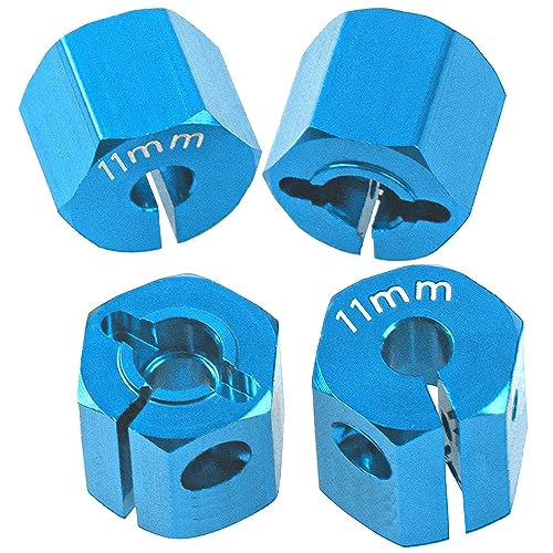 Aluminum Alloy 12mm Wheel Hex Hub Drive Adapters with Pins Screws Compatible with Axial SCX10 HSP HPI Tamiya Redcat 1/10 RC Crawler Car (11mm, Blue) - color: Blue, size: 11mm