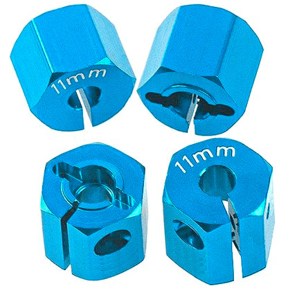 Aluminum Alloy 12mm Wheel Hex Hub Drive Adapters with Pins Screws Compatible with Axial SCX10 HSP HPI Tamiya Redcat 1/10 RC Crawler Car (11mm, Blue) - color: Blue, size: 11mm