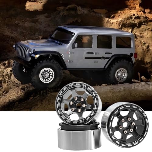 1.9 Beadlock Wheels, 4pcs Black | Aluminum RC Rims Hub with Positive Offset 12mm Hex for 1/10 RC Crawler Axial SCX10 II III 90046 AXI03007 Traxxas TRX4 TRX6 - color: Retro Style-black