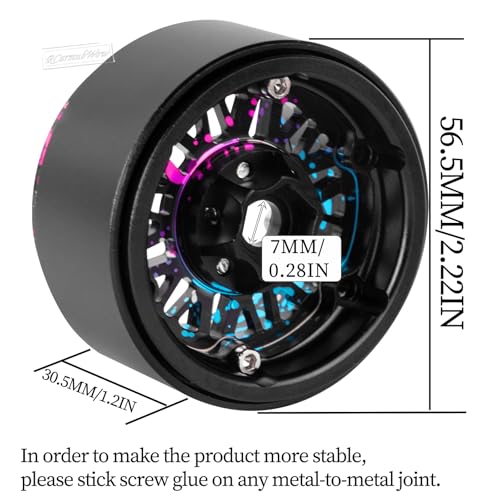 RC 1.9" Beadlock Wheels 1.9 Beadlock Rims for 1/10 SCX10 90046 AX103007 TRX4 TRX6 Gen7 8 D90 VS4-10 MST CFX RC Crawler,Alloy Aluminium 1.9 rc Wheels 1.9 rc Rims w/Wheels Ring,Rainbow - color: Rainbow(4pcs)