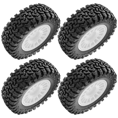 4Pcs HIRCQOO 1.9" RC Crawler Tires OD 90mm Rubber Tire and Plastic Wheel Rims 12mm Hex Compatible with 1/10 Axial SCX10 D90 Tamiya CC01 TF2 TRX4 RC Crawler (White) - color: White