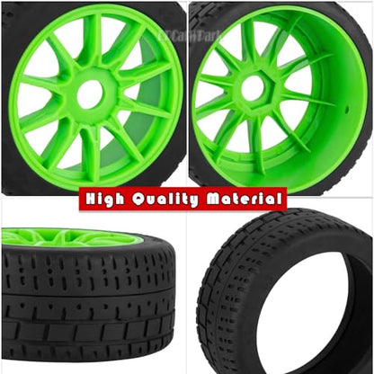 RC Highway Tires Wheel for 1/8 Typhon 6s BLX,1/7 Infraction 6S BLX/Limitless,RC Drift Off Road Buggy Rally Truck Wheels and Tires,4PCS RC High Speed Wheel Highway Rubber Tires,Green - color: Green - (4pcs High Speed Wheel)