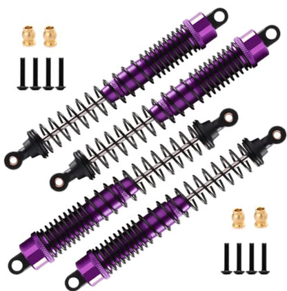 Alloy Shock Absorber Damper 130mm Adjustable for RC Car 1/10 Crawler Truck HPI HSP Losi Axial Tamiya Redcat Upgrade Part 4pcs/Set(Purple) - color: purple