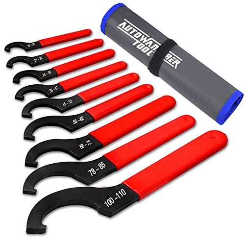9Pcs Coilover Spanner Wrench Set, Adjustable Shock Wrench Universal Carbon Steel Spanners for Most Coil Over Shock Adjustments (Blue) - color: Blue