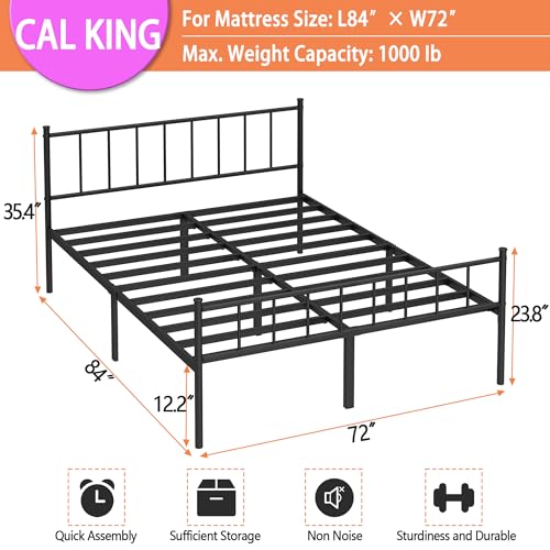 DIIYIV Cal King Metal Bed Frame,Steel Slat Support,Noise Free,Easy Assembly | Cal King Size Bed,Mattress Foundation,Underbed Storage,No Box Spring Needed - size: California King