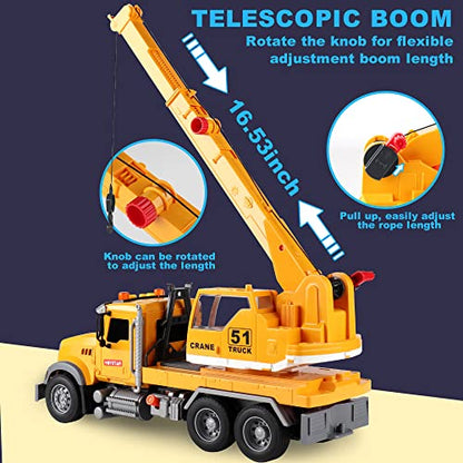Dwi Dowellin Toys for 3 Years Old Boys Girls Kids,Construction Toy Crane Truck with Lights and Sounds - style: crane tuck