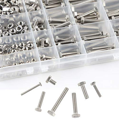 newlng M3 M4 M5 M6 Bolts and Nuts Assortment Kit 320 PCS Metric 304 Stainless Steel Hex Head Cap Screws Bolts and Nuts Assortment Set Fasteners Bolts Kit with Combination Box for Home Fixation Repairs - size: M3456-4
