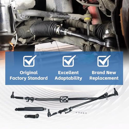 Silscvtt Steering Linkage Drag Link Tie Rod Upgrade Pitman Arm and Damper Drag Kit Replacement for Ram 1500/2500/3500 Pickup 4 x 4 Model 2003-2013