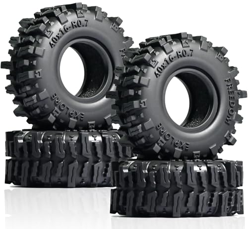 0.7" Cling On Crawler Tires 40*16mm for 1/30 Axial SCX30 Upgrade | Micro Scale Mud Rubber Tires with Foam Inserts for Axial SCX30 Redcat Ascent-32 1/30–1/32 RC Crawler Upgrades