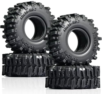 0.7" Cling On Crawler Tires 40*16mm for 1/30 Axial SCX30 Upgrade | Micro Scale Mud Rubber Tires with Foam Inserts for Axial SCX30 Redcat Ascent-32 1/30–1/32 RC Crawler Upgrades