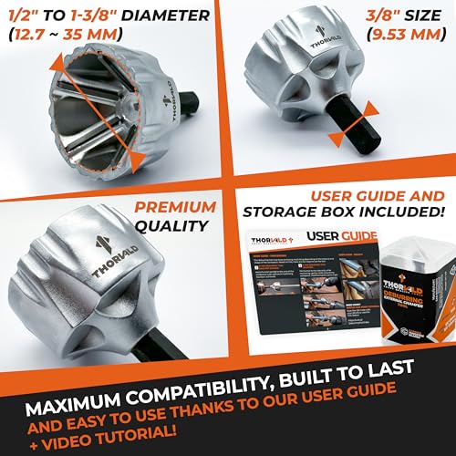 THORVALD Big Deburring External Chamfer Tool with Tungsten Carbide Blade - Deburr Tool for All Thread, All Metal Rod, Pipe, PVC - 1/2" to 1-3/8" Diameter (12~35mm) - User Guide + Tutorial Video - style: 1X Big Deburring Tool