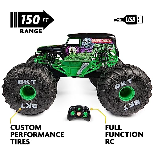 Monster Jam, Official Mega Grave Digger All-Terrain Remote Control Monster Truck, Over 2 Ft. Tall, 1:6 Scale, Kids Toys for Boys and Girls Ages 4 and Up | Over 2-Ft Long, All-Terrain RC Truck for Hero-Sized Stunts, Oversized Tires & Advanced Suspension, G