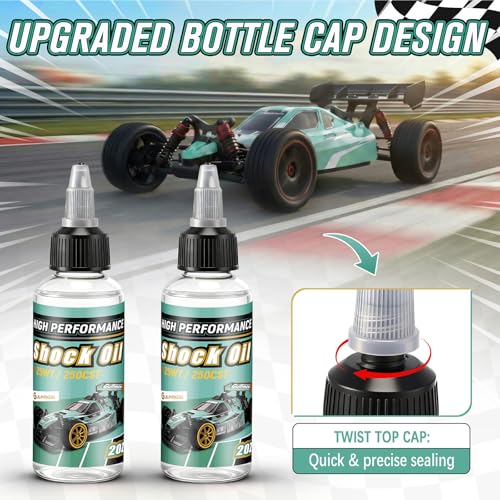 2 Bottles Racing Silicone Shock Oil 25WT 250CST | RC Car Shock Oil for Lubricating R/C Radio Controlled Cars and All Types of Vehicles, RC Shock Oil, Does Not Evaporate - style: 25wt 250cst
