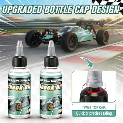 2 Bottles Racing Silicone Shock Oil 25WT 250CST | RC Car Shock Oil for Lubricating R/C Radio Controlled Cars and All Types of Vehicles, RC Shock Oil, Does Not Evaporate - style: 25wt 250cst