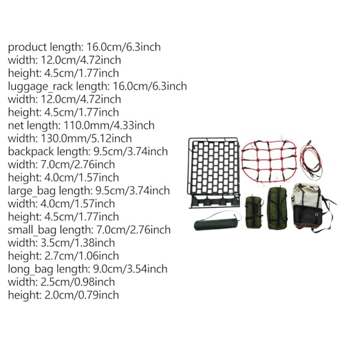 1: 10 RC Crawler Roof Rack and Luggage Set Multiple Waterproof Bags Accessory Lightweight DIY Modification Parts, Style B