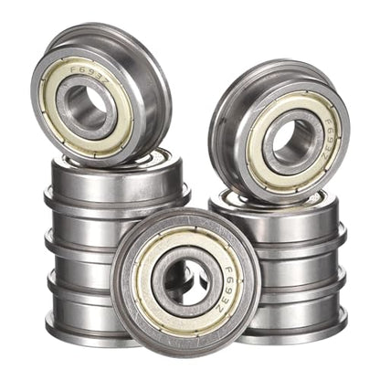 F693ZZ Flanged Ball Bearing, ID 3mm x OD 8mm x Width 4mm Miniature Bearings, Double Metal Shielded Deep Groove Bearings, Pre-Lubricated (GCr15) Chrome Steel 10pcs - size: F693ZZ 3mmx8mmx4mm