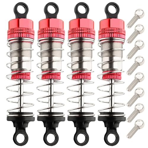 9201E RC Car 4 Pieces PX9211-18 Aluminum Shock Absorber Set Accessory Replacement Spare Parts for 9201E 9203E 9205E 9206E 9207E Trucks 200E 207E 210E Trucks(Red)