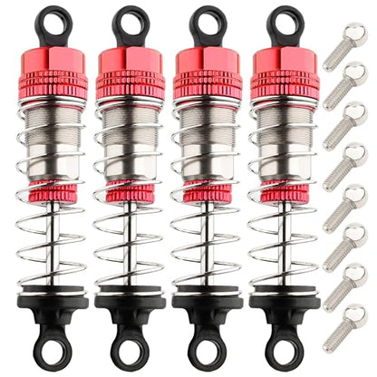 9201E RC Car 4 Pieces PX9211-18 Aluminum Shock Absorber Set Accessory Replacement Spare Parts for 9201E 9203E 9205E 9206E 9207E Trucks 200E 207E 210E Trucks(Red)