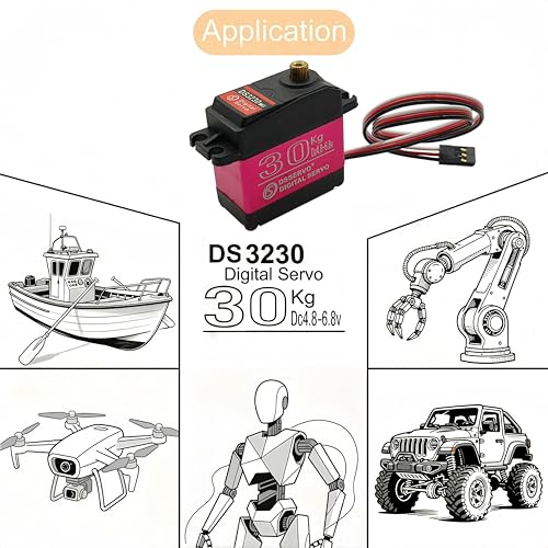 DS3230 30KG 270 Degree Digital Servo Full Metal Gear Waterproof with 25T Servo Arm for Baja 1/8 1/10 1/12 RC Car Mechanical Arm Fittings - style: 30kg（270°）